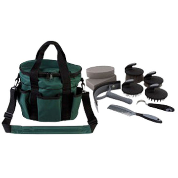 7.5"Lx10.5"Wx10"H Hilason 10 Pc. Premium Grey Horse Grooming Kit Purple Bag